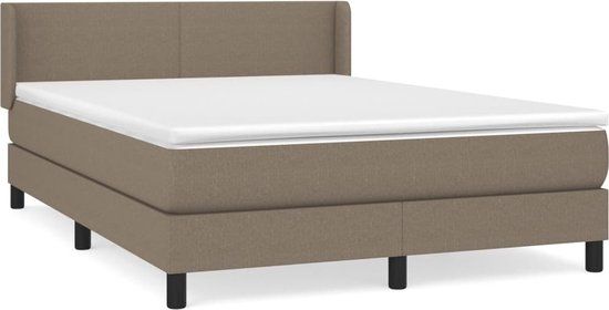 vidaXL Boxspring met matras stof taupe 140x190 cm