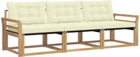 vidaXL - Bank loungeset - 3 zitplekken - Wit en crème - Acacia hout