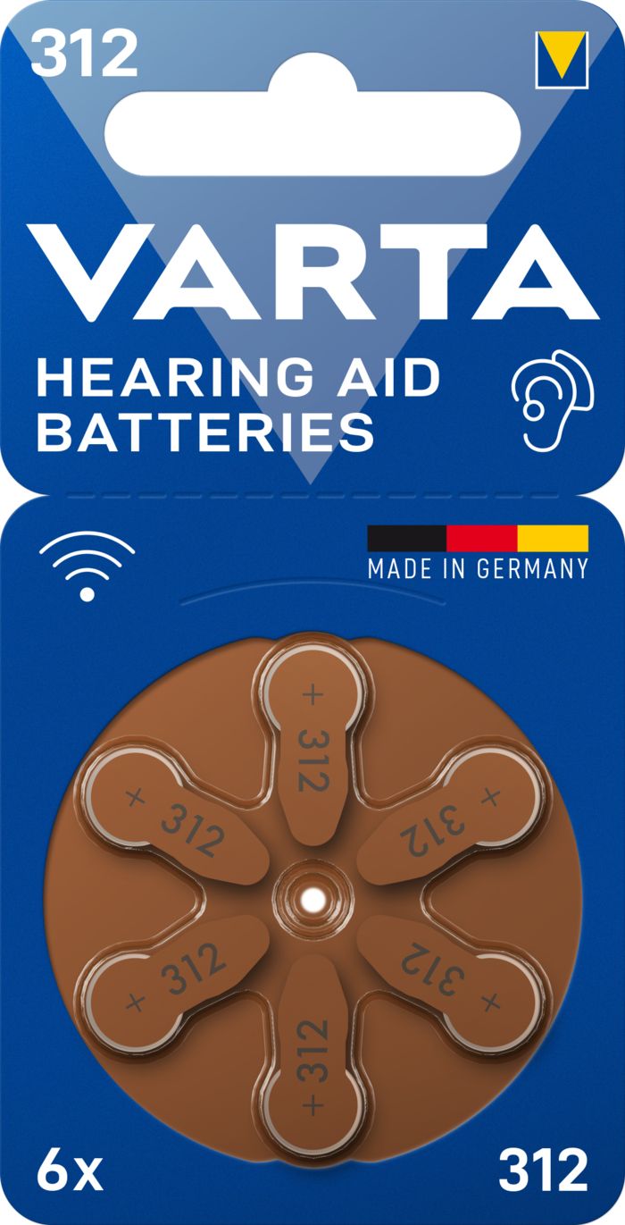 Varta 312 Zinc-Air Hearing Aid Batteries - 6 Pack