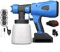 Happiq Pistolet à peinture sans fil - Capacité 1000ML - 3 motifs - Pistolet de pulvérisation HVLP électrique puissant - Bleu/Noir/Blanc