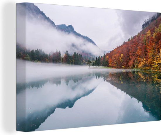 OneMillionCanvasses Canvas schilderij 180x120 cm - Herfst Landschap - Muurdecoratie