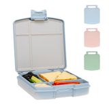Ubbi Bento Box voor kinderen, BPA-vrij, lekvrij, vaatwasmachinebestendig, voedselveilig materiaal, peuter en kinderen reislunchcontainers, 4 vakken, blauw (Cloudy Blue)