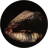 Coppens Sweet Living Glasschilderij gouden lippen - Foto op plexiglas rond 50 cm