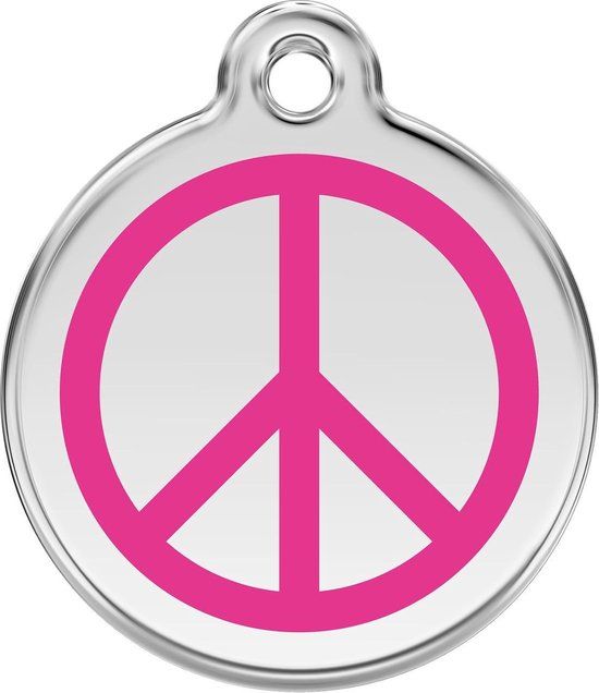 Red Dingo Hondenpenning 38 mm peace hard roze
