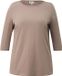 s.Oliver T-shirt met decoratieve U-hals voor dames, korte mouw, katoen, lichtbruin