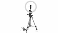 Cullmann Alpha 1000 Kit de vlogging - Trépied pour smartphone avec anneau lumineux LED - Noir/Argent