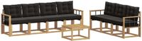vidaXL - Bank loungeset - 7 zitplekken - Wit en zwart - Acacia hout