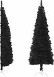 vidaXL Kunstkerstboom half met standaard smal 240 cm zwart