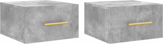 vidaXL Nachtkastjes - Set van 2 - Wandgemonteerd - Betongrijs