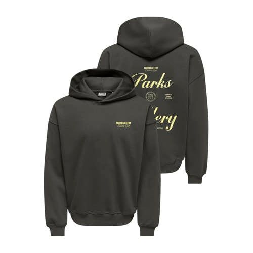 ONLY & SONS Relaxed Fit Hoodie Met Backprint - Grijs