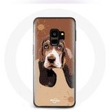 Maniacase Hoesje voor Samsung Galaxy S9 plus Basset Hound hondengezicht