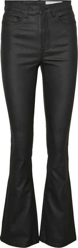 NOISY MAY NMSALLIE HW FLARE COATED PANTS NOOS - Black - M/32