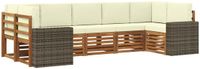vidaXL - Hoek loungeset - 7 zitplekken - Polyester - Natuurlijk en crème