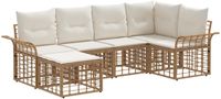 vidaXL - Buiten - bank - set - 6 - st - Natuurlijk - en - Crème - Wit - Polyester