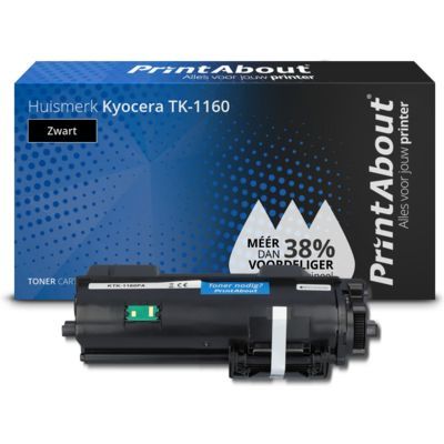 PrintAbout Huismerk TK-1160 Toner Zwart | Compatibel met Kyocera ECOSYS P2040dn, P2040dw | 8000 pagina's