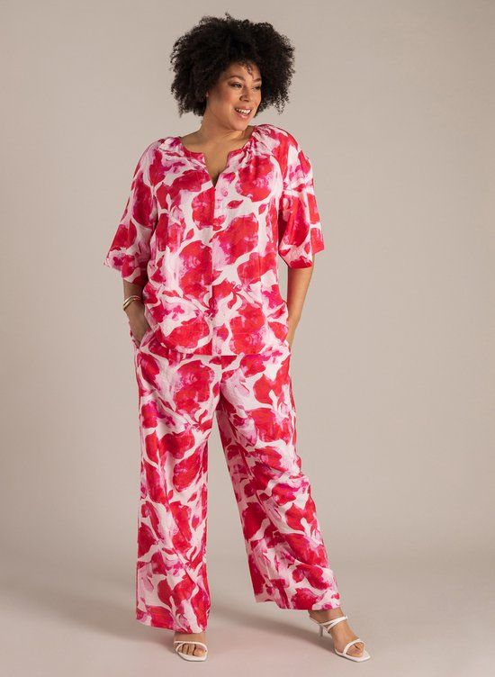 YEST CURVE Nelle Bottoms - Bright Pink/Multi Co - Maat 44