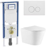 Geberit QeramiQ Dely Toiletset - 36.3x51.7cm - Geberit UP720 inbouwreservoir - rimless - diepspoel - zitting - softclose - bedieningsplaat mat wit - ronde knoppen - glans wit