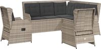 vidaXL 5-delige loungeset met kussens polyrattan lichtgrijs