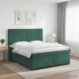 vidaXL Boxspringbed met matras Donkergroen 140 x 190 cm Fluweel