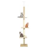 CA&T Krabpaal, klimboom met bereik van vloer tot plafond, hoogte verstelbaar, kattenboom, kattenkrabpaal, speelboom, kattenmeubel, kattenkrabtoren voor katten