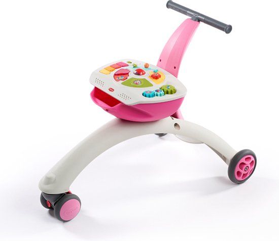 Tiny Love 5-in-1 Here I Grow, Baby-Loopstoel en Speelgoed, Loopfiets met Veiligheidsrem, Duwspeelgoed voor Baby's, 6 maanden - 3 jaar, Meadow Days, Roze