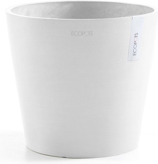 Ecopots Amsterdam 25 - Pure White - Ø25 x H22 cm - Round White Flowerpot / Planter