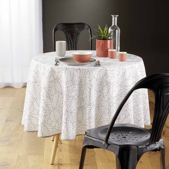 DOUCEUR D'INTERIEUR Ronde tafelkleed SOLEA, Ø 180 cm, wit, polyester, gebloemd