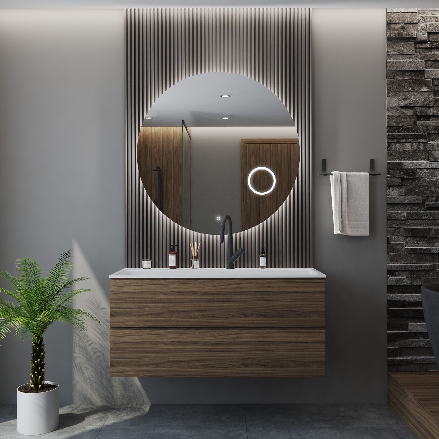 Gliss Design Sol Rond 100 cm Spiegel met LED Verlichting - 8720701008625