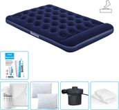 Bestway luchtbed - Twijfelaar - 137 x 191 x 28 cm - Blauw - Inclusief pomp - Hoeslaken - Kussen - Kussenbeschermer - Pomp en Reparatieset