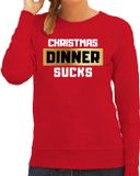 Bellatio Decorations Shoppartners Bv Foute Kersttrui / sweater - Christmas dinner sucks - kerstdiner - rood voor dames - kerstkleding / kerst outfit L