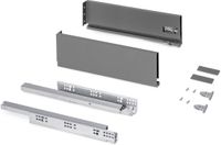 Emuca Protone buitenste lade 30kg , Geleiders met totaal openings- en dempingssysteem, hoogte 131mm, diepte 400mm, Staal, Antracietgrijs