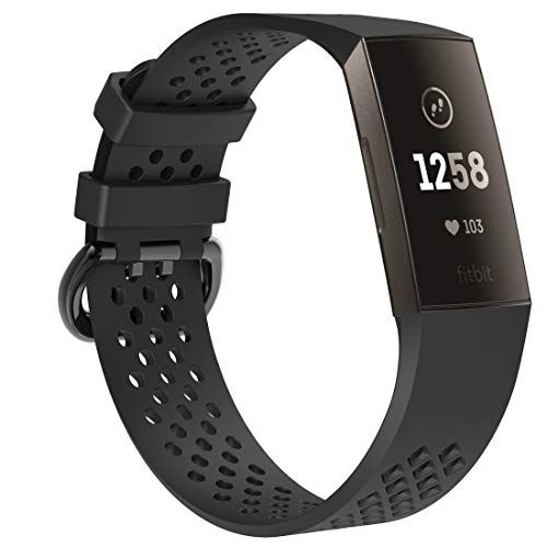 Qubix sport bandje voor Fitbit Charge 3 & 4 - Large - Zwart
