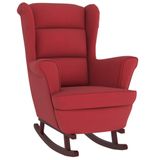 vidaXL Fauteuil à bascule velours lie-de-vin bois massif