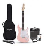 Gear4music LA Elektrische Gitaar, Roze, 10W Gitaarversterker & Accessoireset