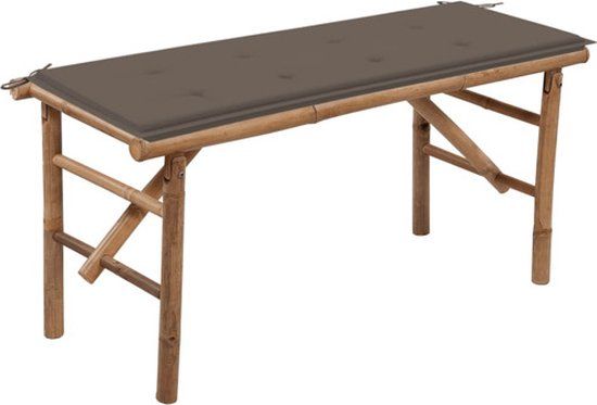 vidaXL Tuinbank inklapbaar met kussen 118 cm bamboe
