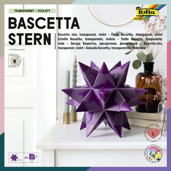 Folia Bascetta-ster vouwpapier, geel-transparant