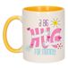 Bellatio Decorations Cadeau koffie/thee mok voor mama - geel - big hug - keramiek - 300 ml - Moederdag