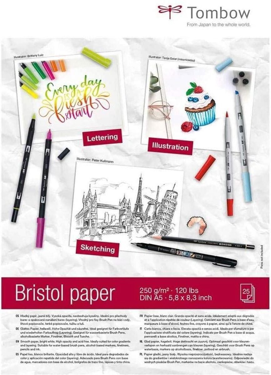 Tombow tekenpapier bristol glad 250 gram A5