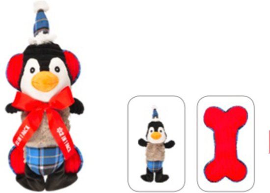 FLAMINGO Kerst pinguin + been 2-1 38cm hondenspeelgoed