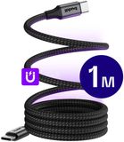 Buddi Flex | Magnetische USB-C naar USB-C Kabel 60W Fast Charge | 480Mbps Dataoverdracht | Gevlochten Nylon | Magnetische Kabel | Ideaal voor op Bureau | Handige Kabel | 1M | 1 Meter | Zwart
