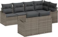 vidaXL Tuinbank Set 7-zits Polyrattan Grijs