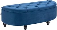 Homcom Opbergpoef Velours Blauw 120x46x42cm