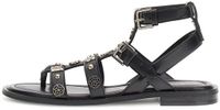 Guess Damessandalen Yazza Zwart Leer Synthetisch Platte Sandalen Maat 37