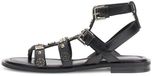 Guess Damessandalen Yazza Zwart Leer Synthetisch Platte Sandalen Maat 37