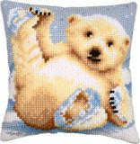 Vervaco Kruissteekkussen kit - Kleine ijsbeer - 40 x 40cm
