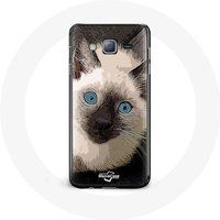 Maniacase Hoesje voor Samsung Galaxy J3 Zwart wit Siamese kat met blauwe ogen