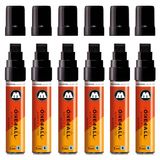 Molotow One4All 627HS Acryl Marker Glossy (15,0 mm lijndikte, hoogglans, zeer dekkend en permanent, sneldrogend, navulbaar, voor bijna alle ondergronden), 6 stuks, kleur 252 glanzend zwart