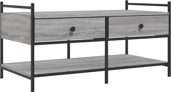 vidaXL Salontafel 99x50x50 cm bewerkt hout grijs sonoma eikenkleurig