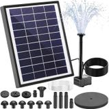Pompe solaire pour étangs - Kit de fontaine solaire - Pompe solaire 6,5 W - Capacité : 180 litres par heure - Avec panneau filtrant et 9 buses - Convient pour les étangs de jardin et les aquariums