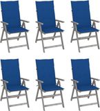 vidaXL Tuinstoelen 6 stuks verstelbaar met kussens massief acaciahout koningsblauw